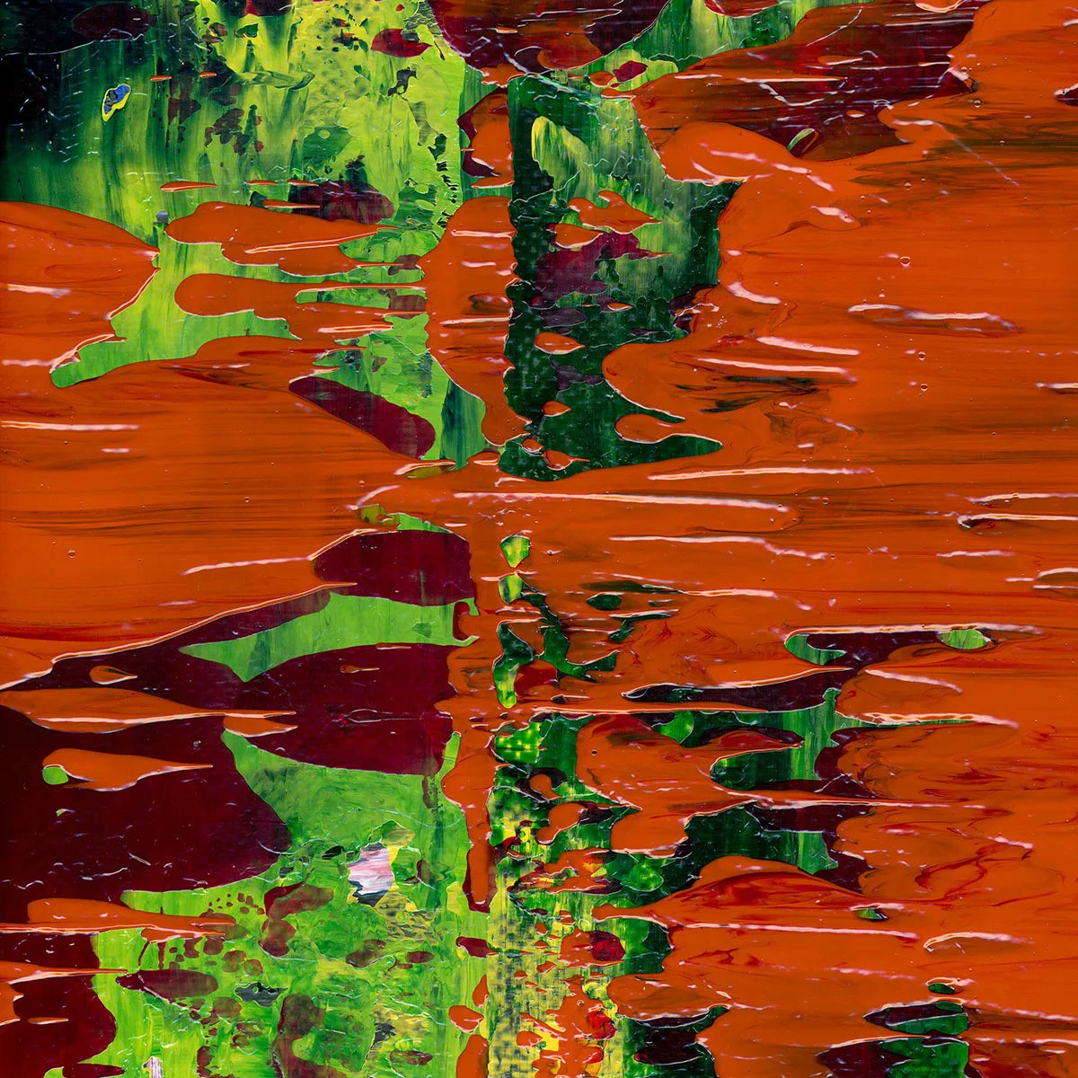 Power of the Volcano -Red Unicorn Art - Original abstract impressionist painting with vibrant, bold colors and rich, thick textures. One-of-a-kind, hand-painted art crafted with love for over 15 years."