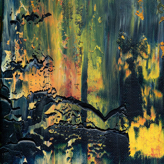 Ravage and Regrowth -Red Unicorn Art - Original abstract impressionist painting with vibrant, bold colors and rich, thick textures. One-of-a-kind, hand-painted art crafted with love for over 15 years."