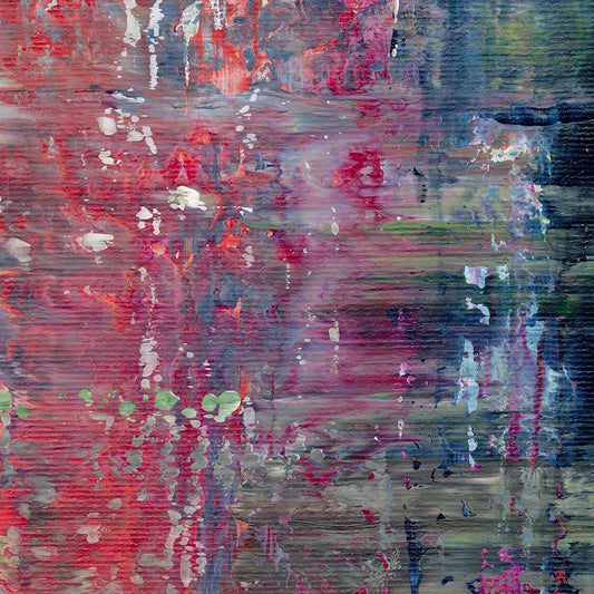 Time Deposition -Red Unicorn Art - Original abstract impressionist painting with vibrant, bold colors and rich, thick textures. One-of-a-kind, hand-painted art crafted with love for over 15 years."